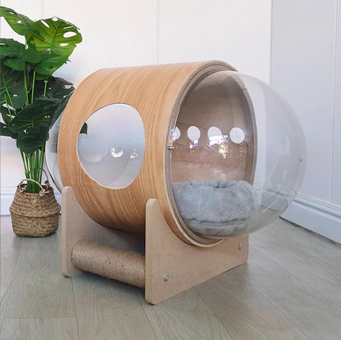 Modern Solid Wood Cat Litter Space Capsule Breathable and Cute Pet House for Comfortable Sleeping Delivery Room Furniture