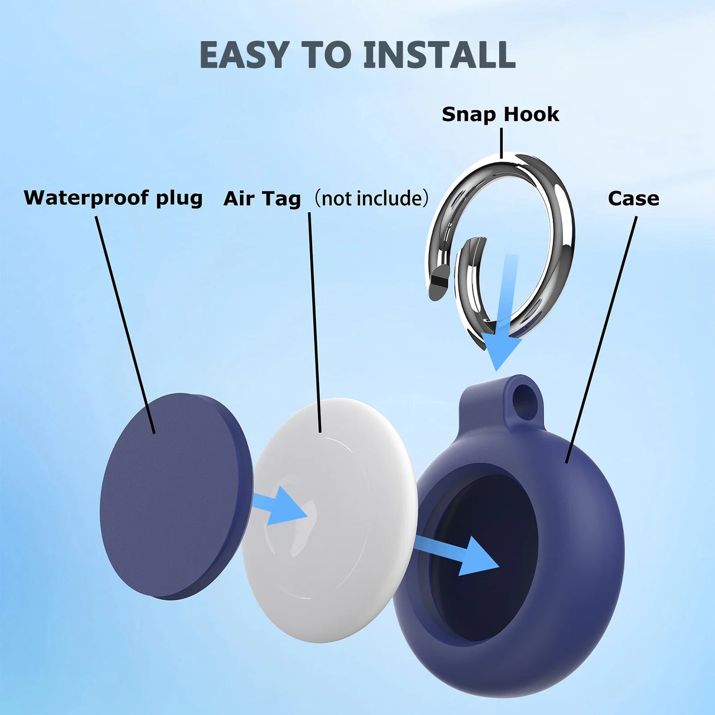 Upgraded Silicone Waterproof Airtag Keychain Holder Case for Airtag, Lightweight Anti-Scratch, for Luggage, Keys, Backpacks