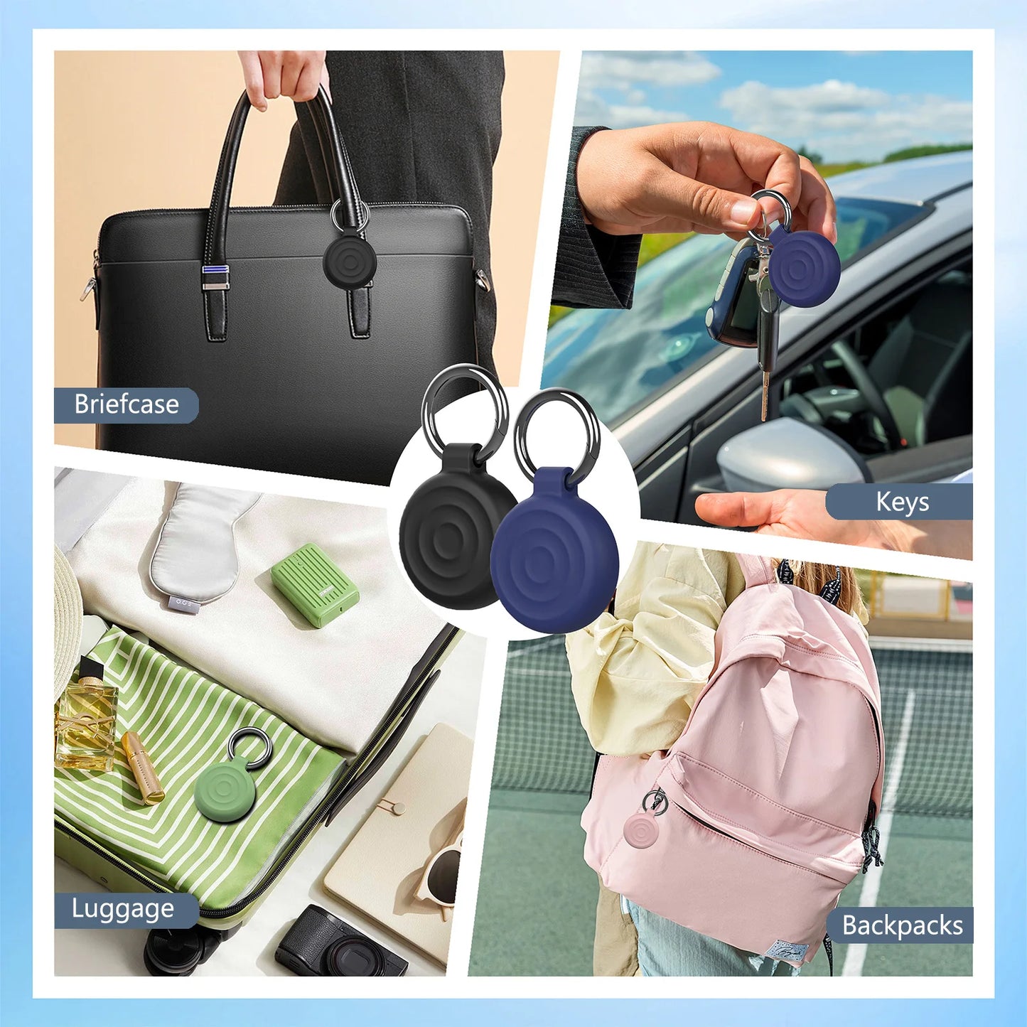 Upgraded Silicone Waterproof Airtag Keychain Holder Case for Airtag, Lightweight Anti-Scratch, for Luggage, Keys, Backpacks