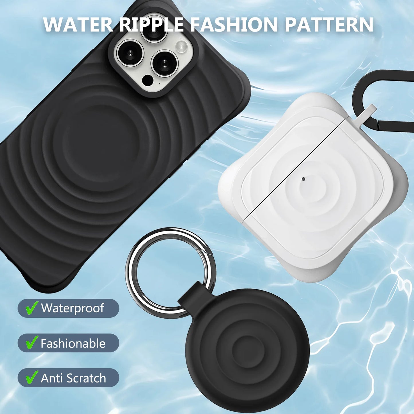 Upgraded Silicone Waterproof Airtag Keychain Holder Case for Airtag, Lightweight Anti-Scratch, for Luggage, Keys, Backpacks